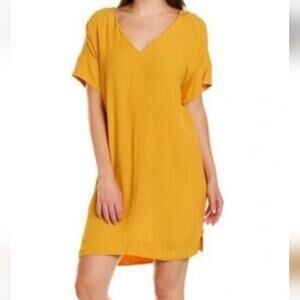 Madewell Novel V Neck T Shirt Dress Marigold size XL